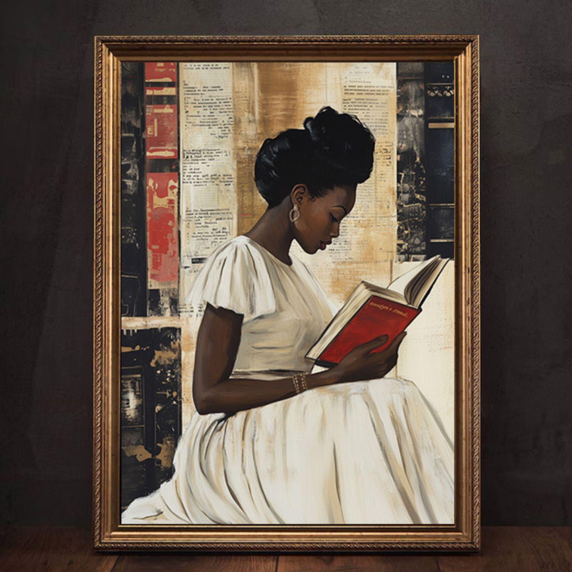 Vintage Black Woman Reading Art Print | African American Art (digital ...