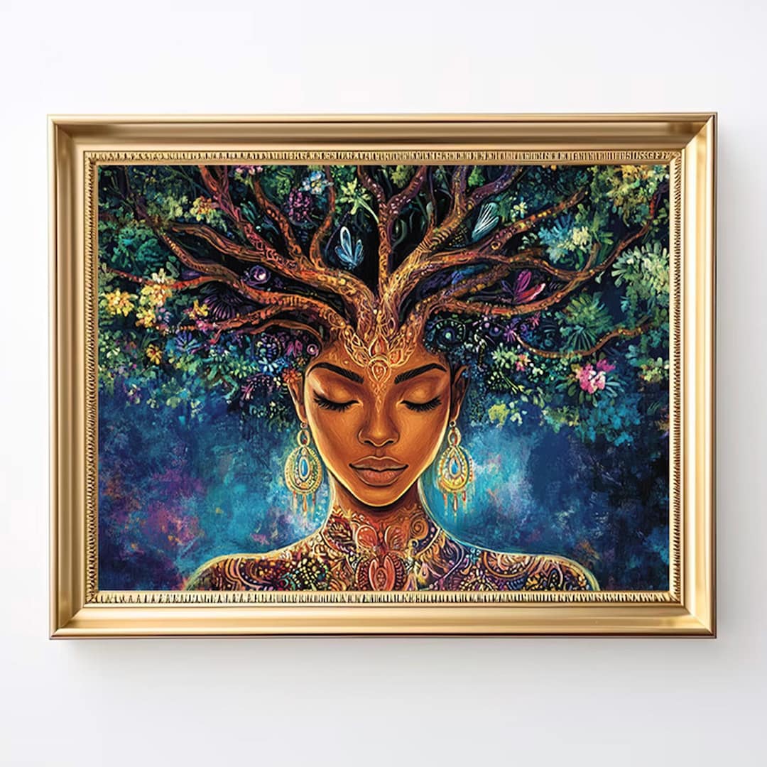 Black Woman Tree of Life Art Print | Afro Goddess (digital Download) - Etsy