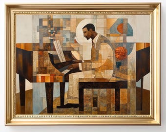 Afroamerikanischer Druck - Schwarze Kunst - Schwarzer Kunstdruck - Musik Wandkunst - Jazz Wandkunst - Vintage Harlem Renaissance Kunst - Abstrakte Kunst