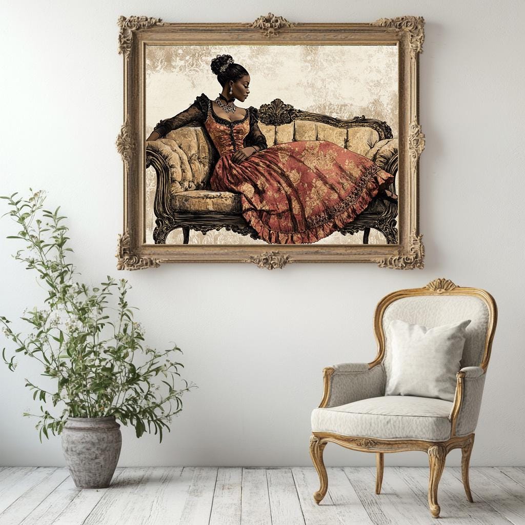 Vintage African American Victorian Art Print – Black Woman Regency ...