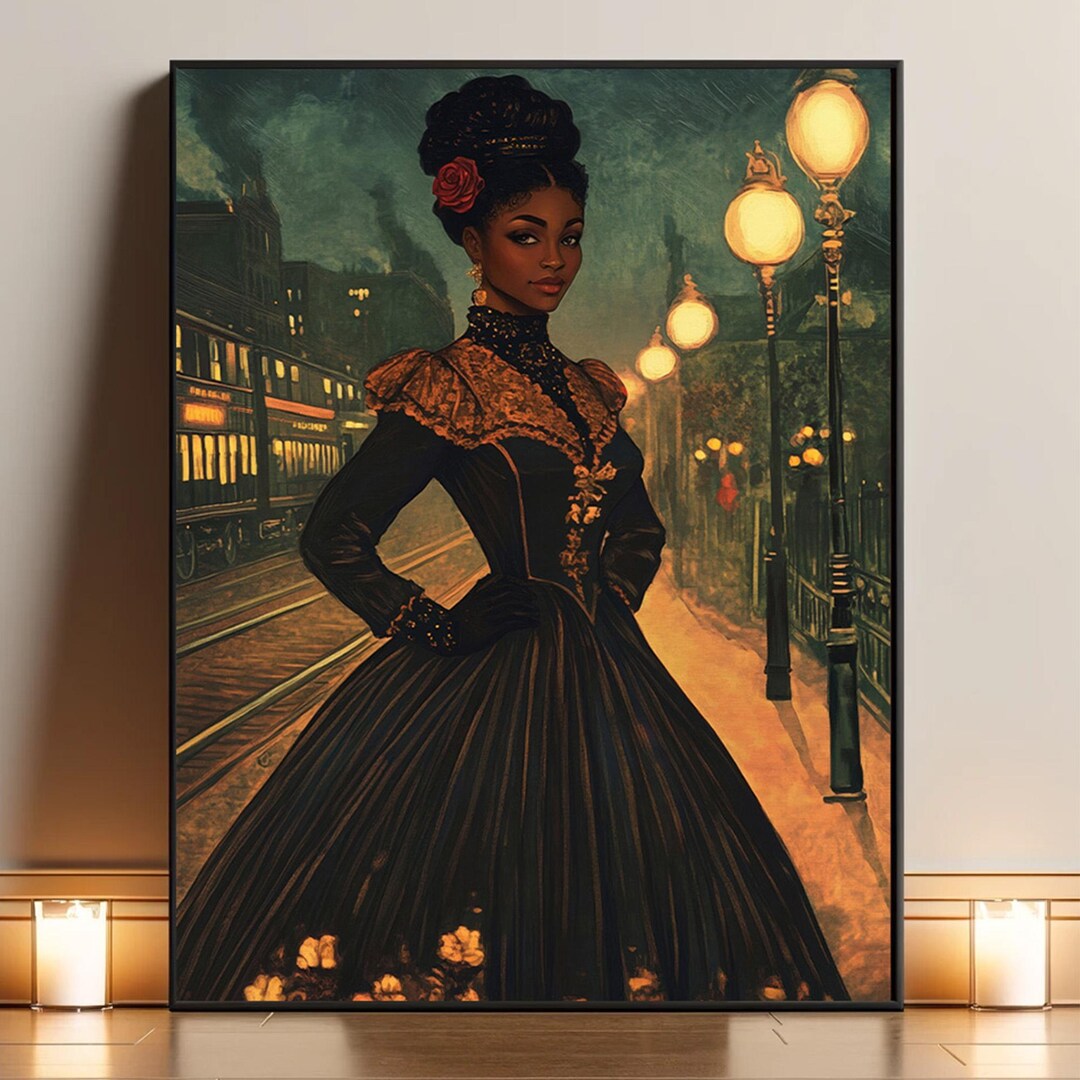 Victorian Black Woman Wall Art | Vintage Afrocentric Portrait | Elegant ...