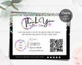 Black Glitter Thank You Card: Business Template (Digital Download)