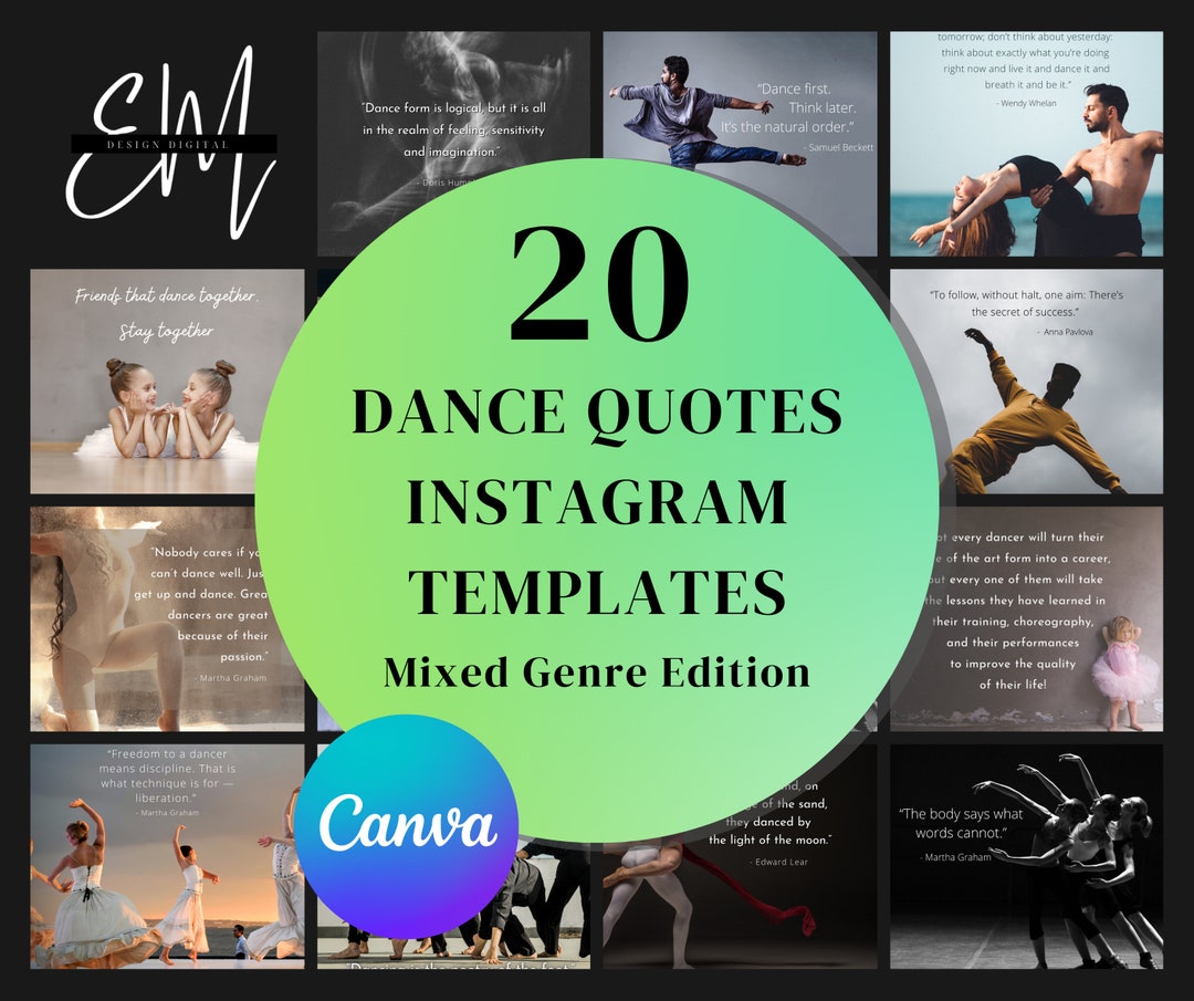 20 Dance Quotes Instagram Post Template Mixed Genre Edition Canva Social Media Post for Dance