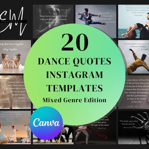 20 Dance Quotes Instagram Post Template – Mixed Genre Edition Canva Social Media Post for Dance Studio, Dance Teachers, Studio Owners