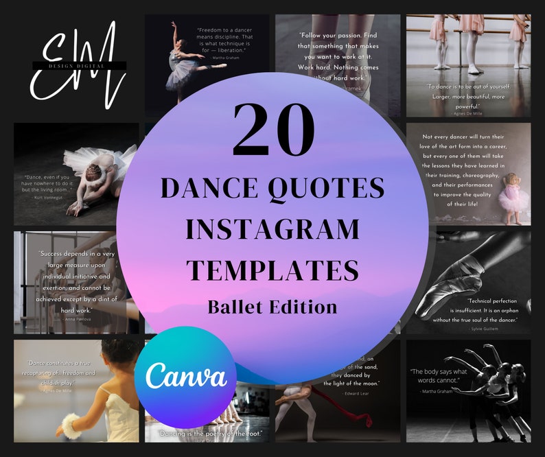 20 Dance Quotes Instagram Post Template Ballet Edition Canva Etsy