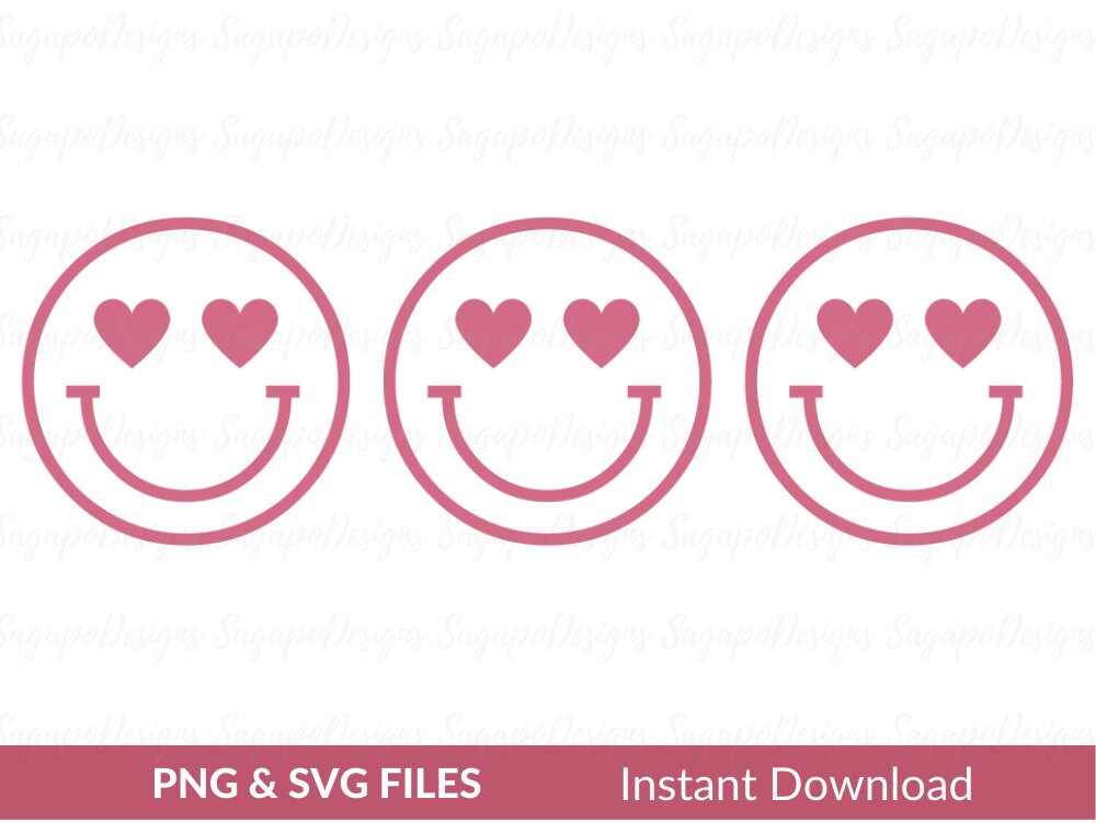 Heart Eye Emoji Svg Valentine's Day SVG Smiley Face Svg Love Valentine