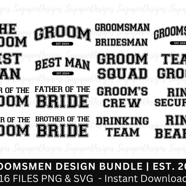 Groomsmen shirt SVG Varsity Bundle Men's Bridal Party svg Bachelor Party Shirt svg Wedding bundle svg 16 Files Best Man SVG