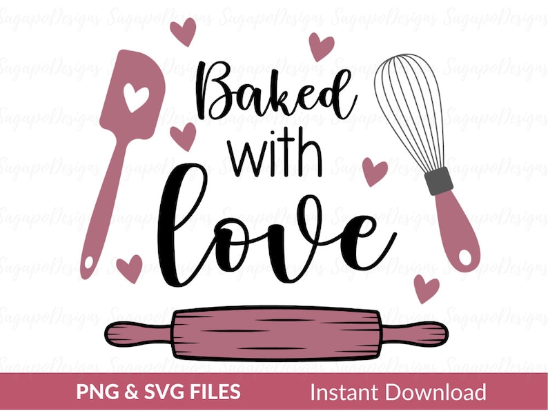 Baked With Love Svg Valentine Baking SVG I Love Baking Svg Baking