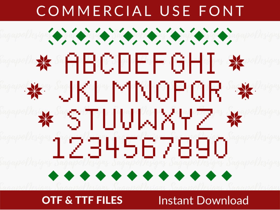 Ugly Christmas Sweater Font Ttf & Otf Simple Knit Font Christmas Open