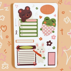 Warmer Bär und Freunde Stickerbogen | Aufgaben, Bullet Journal | Funktionale Sticker