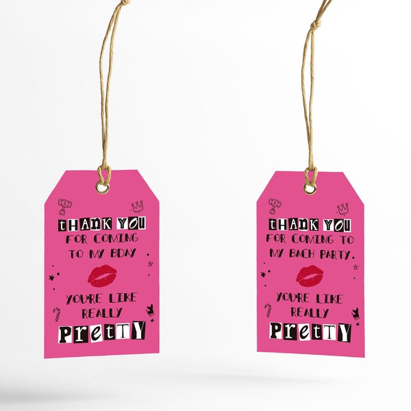 Mean Girls Thank You Tags, Mean Girls Party Favor Tags, Mean Girls Birthday, Mean Girls Bachelorette Party, Mean Girls Bride To Be