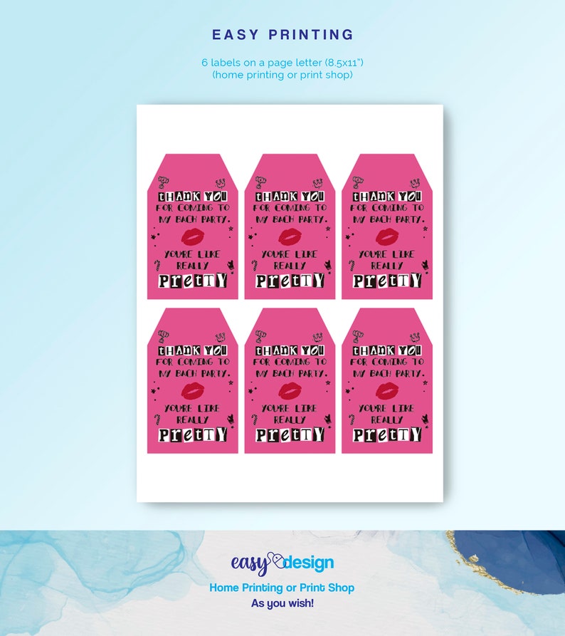 Mean Girls Thank You Tags Mean Girls Party Favor Tags Mean Etsy