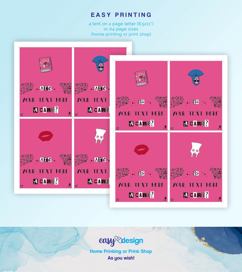 Mean Girls Food Tent Labels, Mean Girls Food Labels, Label Food, Place