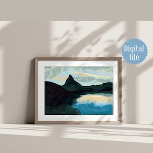 Matterhorn Art poster, wall Cervin decor, Swiss Deco Artwork, Switzerland mountains landscape interior art, printable Alps, DIGITAL DOWNLOAD