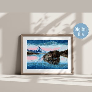 Matterhorn ornament poster, Zermatt Art, Cervin, Swiss Alps affiche, Switzerland mountains landscape, travel illustration, DIGITAL DOWNLOAD