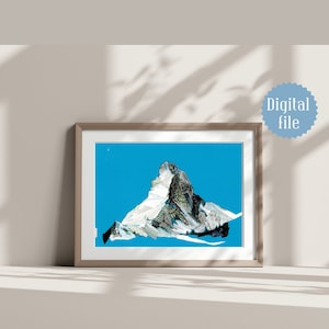 Matterhorn winter affiche, Cervin Swiss Alps Artwork, Zermatt, Switzerland mountains landscape, printable Swiss Alps, DIGITAL Download
