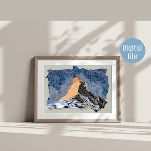 Zetmatt Matterhorn Art poster, Swiss Alps Artwork, Switzerland mountains landscape interior art, printable Swiss Alps, DIGITAL DOWNLOAD