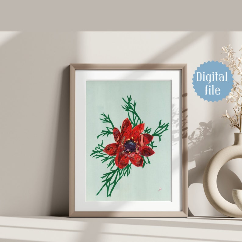 Original Flower Collage Wall Art Floral Artwork Floral Etsy