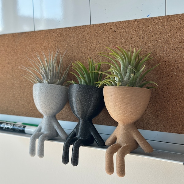 Plant Dude, with Plant! | Office Decor | Shelf Styling | Desk Gift | 3D Printed Planter for Home Decor