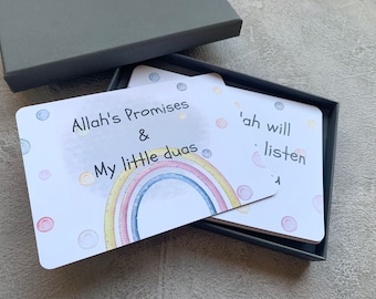 Allah's Promises and my little Duas Cards, Eid Gift, Muslim baby gift, Affirmation cards for muslim toddlers, Quran Quotes,