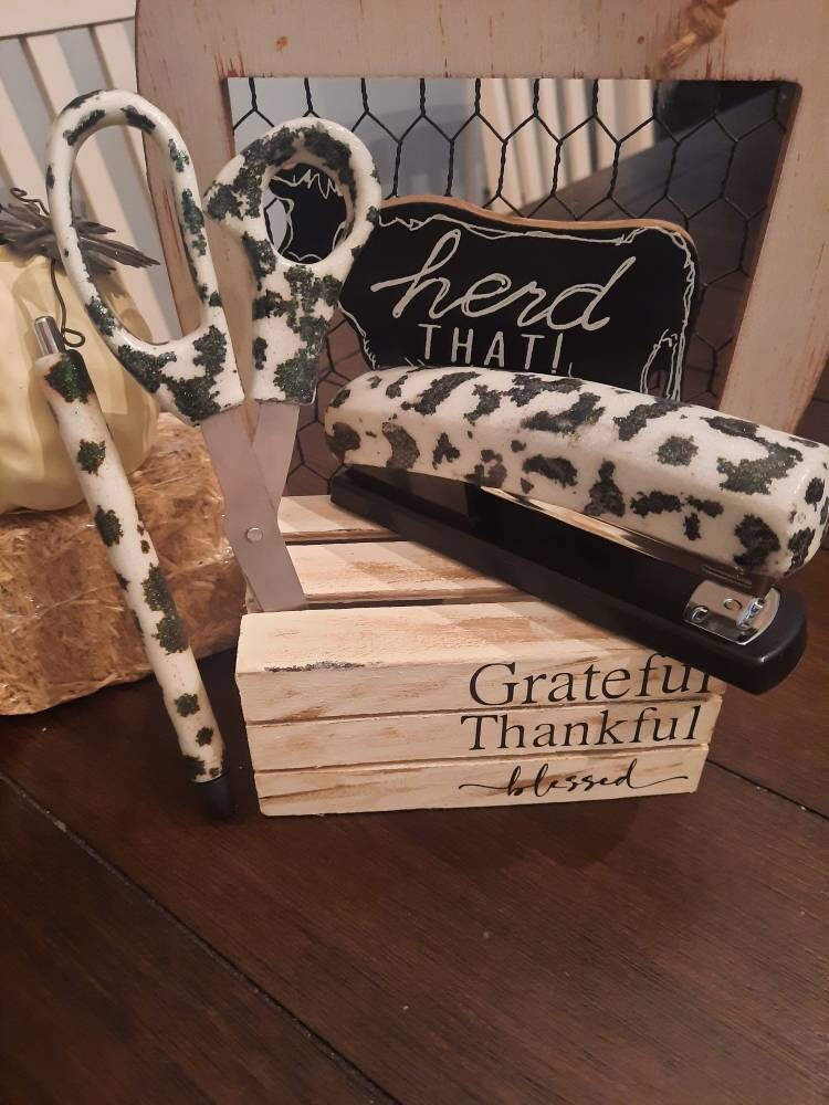Cow Print Office Supplies Etsy