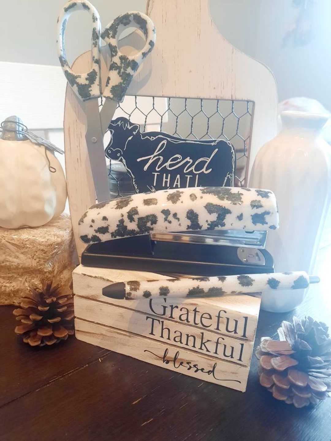 Cow Print Office Supplies Etsy