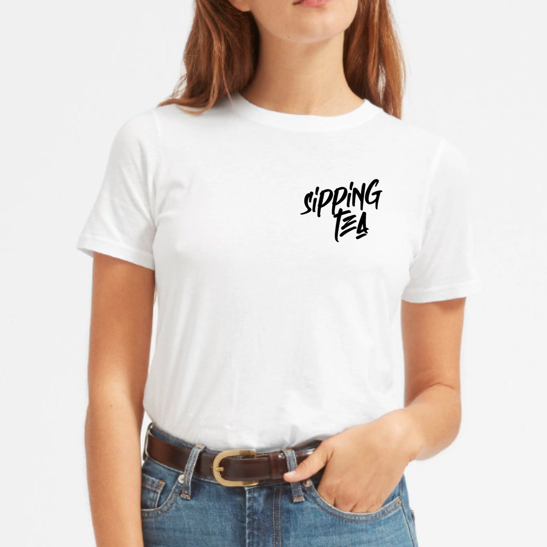 Tshirt Sipping Tea Street Cool Black White Slang Teen Etsy