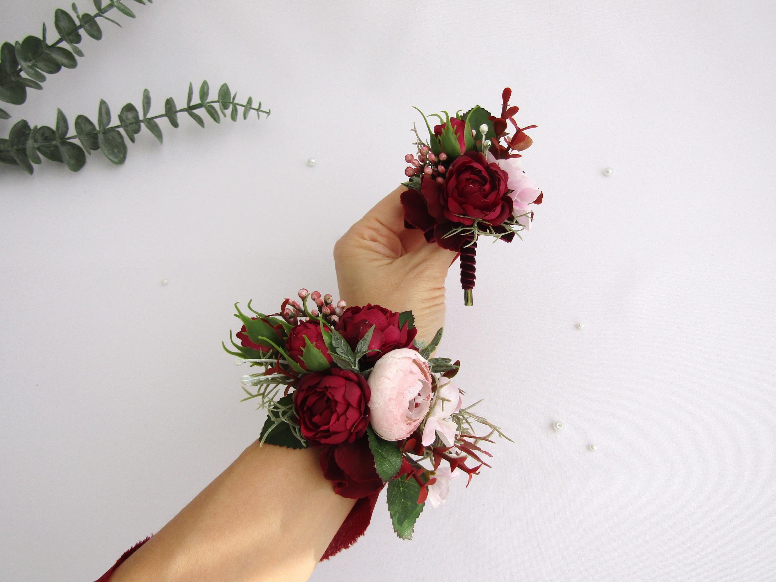 Corsage for Prom Burgundy - Etsy