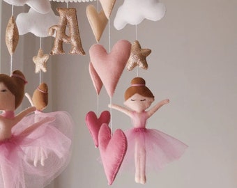 Baby mobile, Ballerina baby mobile, Girl nursery mobile, Crib mobile girl, Baby girl pink mobile