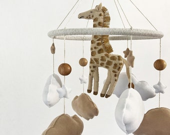 Baby mobile Savannah beige giraffe for baby room decoration