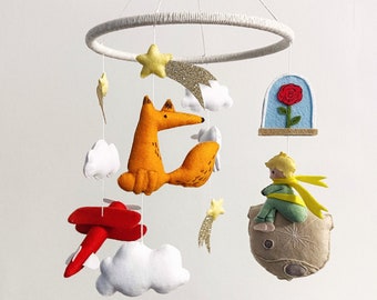 Baby boy mobile the little prince Exupery, Nursery mobile hanging mobile prince baby mobile boy gray nursery baby room decor