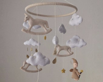 Felt Baby cot mobile neutral nursery boy girl