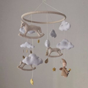 Felt Baby cot mobile neutral nursery boy girl image 1