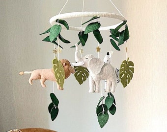 Baby mobile safari - Giraffe crib mobile - Jungle nursery mobile - Zebra Lion Elephant baby mobile