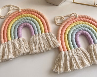 Boho Rainbow - Macrame Wall Hanging Neutral colors, Cotton Rope, Hanging Rainbow Wall Decor for Boho Nursery, Kids Room