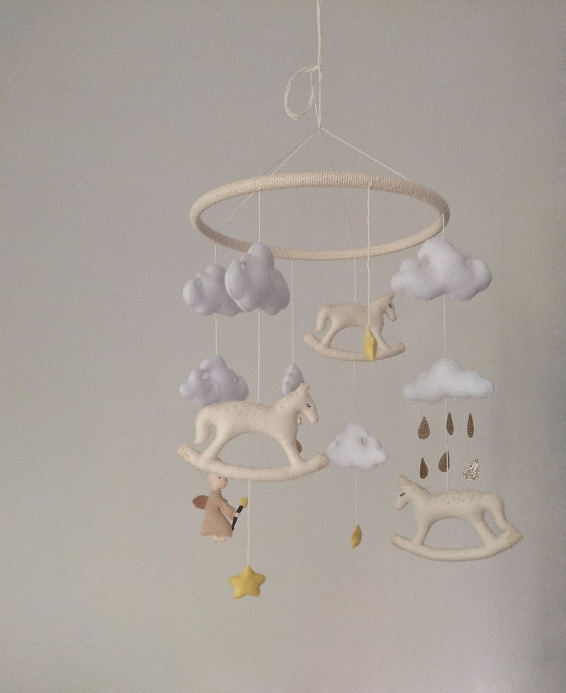 Felt Baby cot mobile neutral nursery boy girl image 5