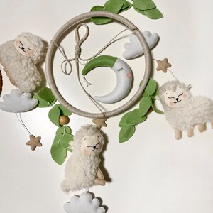 Baby mobile Sheep and Star, Neutral gift babyshower Nursery decor for girl and boy, Woodland crib mobile, New baby gift image 3