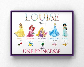 Affiche personnalisée Princesse ou autre thème "Tu es..."