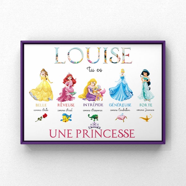 Affiche personnalisée Princesse ou autre thème "Tu es..."