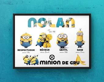 Affiche personnalisée Minions ou autre thème "Tu es..."