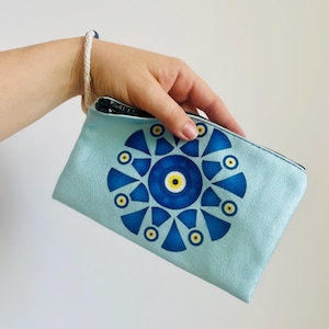 Evil Eye Purse, Evil Eye Turkish Bag, Small Boho Bag, Evil Eye Pouch, Witchy Purse with Evil Eye Print, Handcrafted in Turkey