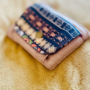 Carteira étnica, carteira de tecido macio, carteira colorida, bolsa feminina pequena, porta-cartões de tecido, carteira vegana feita à mão, carteira para festivais