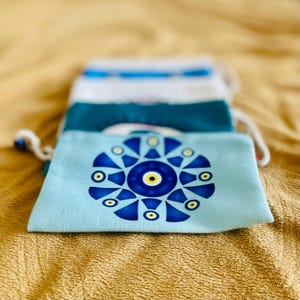 Evil Eye Purse, Evil Eye Turkish Bag, Small Boho Bag, Evil Eye Pouch, Witchy Purse with Evil Eye Print, Handcrafted in Turkey