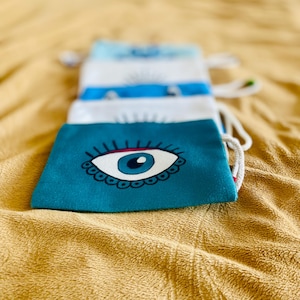 Evil Eye Purse, Evil Eye Turkish Bag, Small Boho Bag, Evil Eye Pouch, Witchy Purse with Evil Eye Print, Handcrafted in Turkey