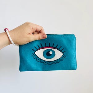 Evil Eye Purse, Evil Eye Turkish Bag, Small Boho Bag, Evil Eye Pouch, Witchy Purse with Evil Eye Print, Handcrafted in Turkey