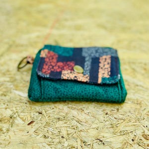 Cartera de tela suave, Cartera colorida, bolso pequeño de mujer, tarjetero de tela, cartera vegana hecha a mano, cartera de verano para festivales/campamentos