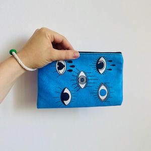 Evil Eye Purse, Evil Eye Turkish Bag, Small Boho Bag, Evil Eye Pouch, Witchy Purse with Evil Eye Print, Handcrafted in Turkey