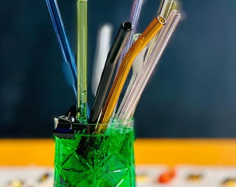 Paille en verre borosilicaté fabriquée à la main : paille à cocktail et à smoothie réutilisable