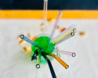 Pajita de vidrio hecha a mano: pajita reutilizable de borosilicato