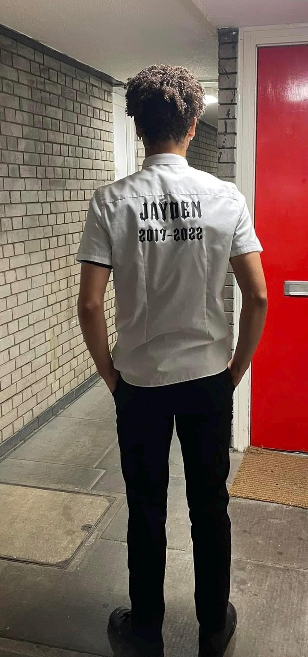 Boys Shirt Custom Leavers Top any Character custom Teams Football leavers-shirt-design-blue-trapstar-font-love-hearts-school-shirt